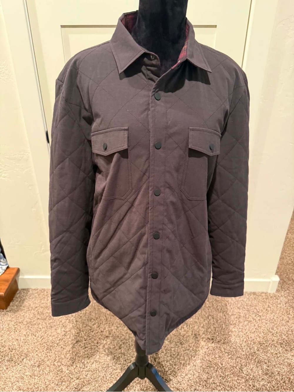 Flag & Anthem Men's Gray Quilted Snap Front Lined Jacket w/ Pockets Size L